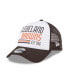 Фото #1 товара Men's White, Brown Cleveland Browns Stacked A-Frame Trucker 9FORTY Adjustable Hat