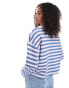 Фото #3 товара ASOS DESIGN striped rugby sweatshirt polo in pink