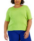 Plus Size Elbow-Sleeve Sweater T-Shirt