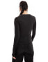 Weekday Fine long sleeve top in black