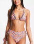 Topshop frill triangle in ditsy floral bikini top with matching scrunchie - MULTI Разноцветный, 34 - фото #3