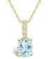 ფოტო #1 პროდუქტის Aquamarine (1-1/7 Ct. T.W.) and Diamond Accent Pendant Necklace in 14K Yellow Gold
