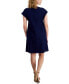 ფოტო #2 პროდუქტის Petite Button-Side Linen-Blend Shift Dress