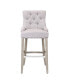 Фото #11 товара 29" Linen Tufted Buttons Upholstered Wingback Bar Stool (Set of 3)