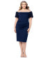 Фото #1 товара Plus Size Off-The-Shoulder Ruffle-Sleeve Sheath Dress