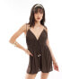 Фото #3 товара ONLY texture mini playsuit with shell detail in brown