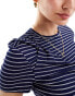 ASOS DESIGN twist front t-shirt in navy stripe