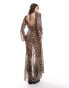 ASOS DESIGN sheer chiffon low back maxi dress in leopard print