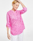 Фото #1 товара Women's 100% Linen Woven Popover Tunic Top, Created for Macy's