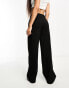 Bershka Petite wide leg slouchy dad tailored trousers in black