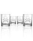 Skull and Cross Bones Double Old Fashioned 14Oz - Set Of 4 Glasses