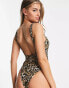 Wolf & Whistle Fuller Bust Exclusive swimsuit in leopard print Леопардовый, 10D-DD - фото #2