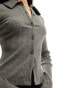 Фото #2 товара ASOS DESIGN supersoft cropped ribbed collar cardigan in charcoal marl