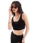 New Look crochet crop top in black