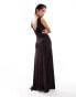 Фото #4 товара ASOS DESIGN sleeveless v neck ruffle maxi dress in chocolate