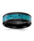 ფოტო #1 პროდუქტის Black Zirconium Blue Imitation Opal Inlay Wedding Band Ring