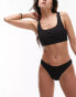 Topshop mix and match rib high leg bikini bottoms in black