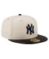 Men's Cream New York Yankees Game Night Leather Visor 59fifty Fitted Hat
