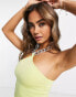 Miss Selfridge diamante chain halter in lime crop top