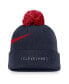 Men's Navy Cleveland Guardians Swoosh Peak Cuffed Knit Hat with Pom