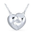ფოტო #2 პროდუქტის Crystal Accent 3D Interlocking Pink Enamel Heart Message Word Mom Heart Necklace Pendant For Women Mother .925 Sterling Silver