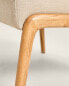 Ash wood and linen footrest stool