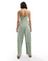 ASOS DESIGN scoop strappy washed jersey wide leg jumpsuit