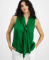 Women's Tie-Neck Sleeveless Satin Blouse, Created for Macy's