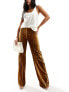 Фото #1 товара Mango flared lurex trouser in brown