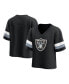ფოტო #2 პროდუქტის Women's Black Las Vegas Raiders Established Jersey Cropped V-Neck T-shirt