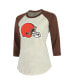 Women's Threads Deshaun Watson Cream, Brown Cleveland Browns Name & Number Raglan 3/4 Sleeve T-shirt Cream, Brown, S - фото #3