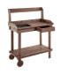 Фото #1 товара Wood Potting Bench Workstation Table w/ Storage Cabinet, Shelf Natural