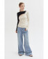 Фото #2 товара Women's Carly Color Block Knit Top with Cut Out Detail