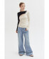 ფოტო #2 პროდუქტის Women's Carly Color Block Knit Top with Cut Out Detail