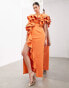 Фото #2 товара ASOS EDITION premium raw edge one shoulder ruffle maxi dress in orange