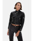 Women's Cropped Leather Jacket, Black