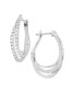 ფოტო #1 პროდუქტის Diamond Triple Row Hoop Earrings (1/10 ct. t.w.) In Sterling Silver