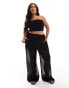 ASOS DESIGN Curve pull on trouser with sheer overlay in black