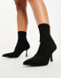 ASOS DESIGN Wide Fit Rosetta kitten heel sock boots in black Черный, 41 - фото #4