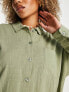 Фото #4 товара ASOS DESIGN textured button through beach shirt co-ord in khaki