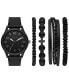 ფოტო #1 პროდუქტის Men's Three Hand Gunmetal 46mm Watch and Bracelets Gift Set, 5 Pieces