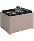 Фото #2 товара 22.75" Faux Linen Accent Storage Ottoman with Tray
