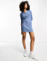 ASOS DESIGN washed zip through hoodie mini dress in blue