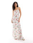 ASOS DESIGN square neck cami shirred bodice maxi dress in hawaiian print Hawaii-Muster, 40 - фото #1