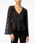 Фото #1 товара Bar III Women's Lace Sleeve Babydoll Knit Top Black Size XS