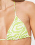 Фото #3 товара Monki tie neck triangle bikini top in light green zebra print