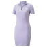 Фото #1 товара Puma Classics Ribbed VCollar Short Sleeve Dress Womens Purple Casual 53805625