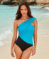 Фото #4 товара Women's Colorblock Goddess Asymmetrical One-Piece Swimsuit