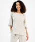 Women's Boat-Neck 3/4-Sleeve Gauze Top, Created for Macy's