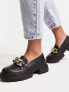 Фото #7 товара Pimkie chunky loafer with gold chain detail in black